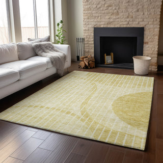 Piper Looms Mayfield Striped AMF723 Gold Machine Washable Area Rug Lifestyle Image Feature
