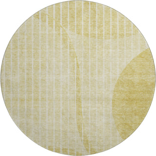 Piper Looms Mayfield Striped AMF723 Gold Machine Washable Area Rug Round Main Image