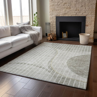 Piper Looms Mayfield Striped AMF723 Taupe Machine Washable Area Rug Lifestyle Image Feature