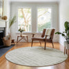 Piper Looms Mayfield Striped AMF723 Taupe Machine Washable Area Rug Round Lifestyle Image Feature