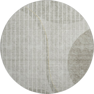 Piper Looms Mayfield Striped AMF723 Taupe Machine Washable Area Rug Round Main Image