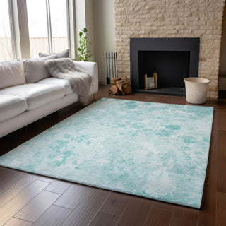 Piper Looms Mayfield Floral AMF724 Aqua Machine Washable Area Rug Lifestyle Image Feature