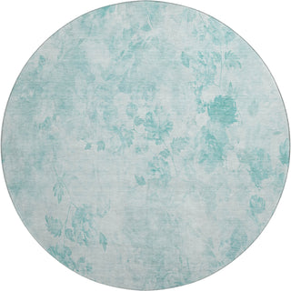 Piper Looms Mayfield Floral AMF724 Aqua Machine Washable Area Rug Round Main Image