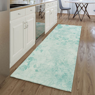 Piper Looms Mayfield Floral AMF724 Aqua Machine Washable Area Rug Runner Lifestyle Image Feature