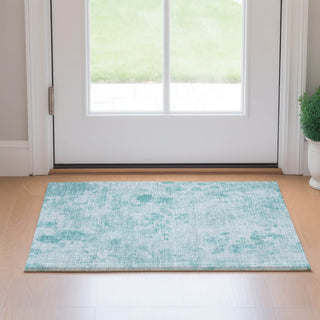 Piper Looms Mayfield Floral AMF724 Aqua Machine Washable Area Rug Scatter Lifestyle Image Feature