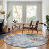 Piper Looms Mayfield Floral AMF724 Blue Machine Washable Area Rug Round Lifestyle Image Feature