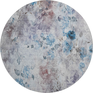 Piper Looms Mayfield Floral AMF724 Blue Machine Washable Area Rug Round Main Image