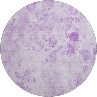 Piper Looms Mayfield Floral AMF724 Lavender Machine Washable Area Rug Round Main Image