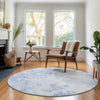Piper Looms Mayfield Floral AMF724 Sky Machine Washable Area Rug Round Lifestyle Image Feature