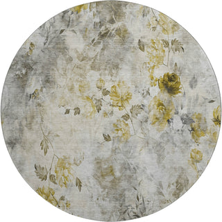 Piper Looms Mayfield Floral AMF724 Taupe Machine Washable Area Rug Round Main Image