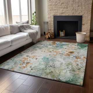 Piper Looms Mayfield Floral AMF724 Teal Machine Washable Area Rug Lifestyle Image Feature