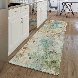 Piper Looms Mayfield Floral AMF724 Teal Machine Washable Area Rug Runner Lifestyle Image Feature