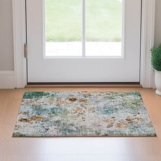 Piper Looms Mayfield Floral AMF724 Teal Machine Washable Area Rug Scatter Lifestyle Image Feature