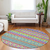 Piper Looms Mayfield Bohemian AMF726 Blush Machine Washable Area Rug Round Lifestyle Image Feature