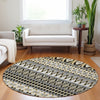 Piper Looms Mayfield Bohemian AMF726 Charcoal Machine Washable Area Rug Round Lifestyle Image Feature