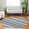 Piper Looms Mayfield Bohemian AMF726 Gray Machine Washable Area Rug Round Lifestyle Image Feature