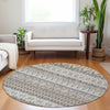 Piper Looms Mayfield Bohemian AMF726 Taupe Machine Washable Area Rug Round Lifestyle Image Feature