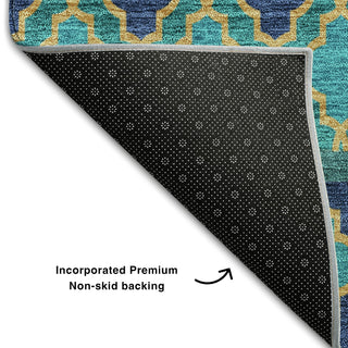 Piper Looms Mayfield Bohemian AMF726 Teal Machine Washable Area Rug Backing Image