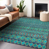 Piper Looms Mayfield Bohemian AMF726 Teal Machine Washable Area Rug Lifestyle Image Feature