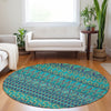Piper Looms Mayfield Bohemian AMF726 Teal Machine Washable Area Rug Round Lifestyle Image Feature