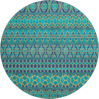 Piper Looms Mayfield Bohemian AMF726 Teal Machine Washable Area Rug Round Main Image