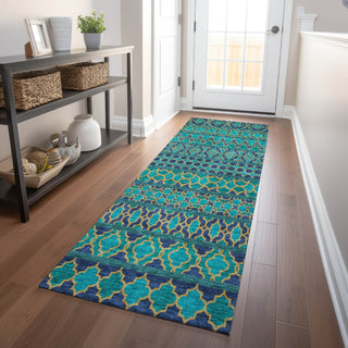 Piper Looms Mayfield Bohemian AMF726 Teal Machine Washable Area Rug Runner Lifestyle Image Feature