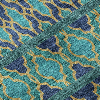 Piper Looms Mayfield Bohemian AMF726 Teal Machine Washable Area Rug Swatch Image