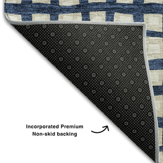Piper Looms Mayfield Geometric AMF727 Blue Machine Washable Area Rug Backing Image