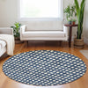 Piper Looms Mayfield Geometric AMF727 Blue Machine Washable Area Rug Round Lifestyle Image Feature