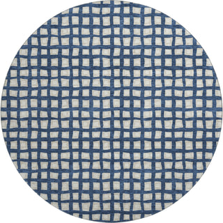 Piper Looms Mayfield Geometric AMF727 Blue Machine Washable Area Rug Round Main Image
