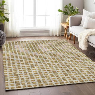 Piper Looms Mayfield Geometric AMF727 Gold Machine Washable Area Rug Lifestyle Image Feature