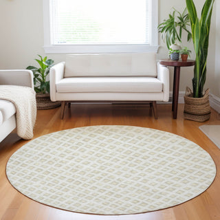 Piper Looms Mayfield Geometric AMF727 Ivory Machine Washable Area Rug Round Lifestyle Image Feature