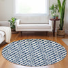 Piper Looms Mayfield Geometric AMF727 Navy Machine Washable Area Rug Round Lifestyle Image Feature