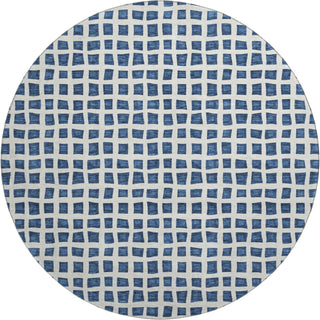 Piper Looms Mayfield Geometric AMF727 Navy Machine Washable Area Rug Round Main Image