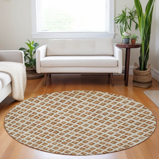 Piper Looms Mayfield Geometric AMF727 Paprika Machine Washable Area Rug Round Lifestyle Image Feature