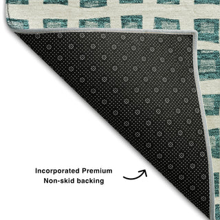 Piper Looms Mayfield Geometric AMF727 Teal Machine Washable Area Rug Backing Image