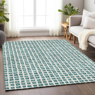 Piper Looms Mayfield Geometric AMF727 Teal Machine Washable Area Rug Lifestyle Image Feature