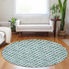 Piper Looms Mayfield Geometric AMF727 Teal Machine Washable Area Rug Round Lifestyle Image Feature