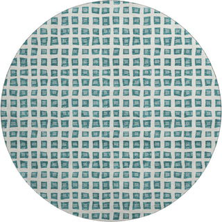 Piper Looms Mayfield Geometric AMF727 Teal Machine Washable Area Rug Round Main Image