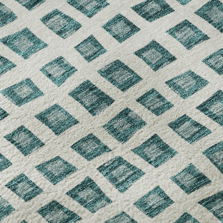 Piper Looms Mayfield Geometric AMF727 Teal Machine Washable Area Rug Swatch Image