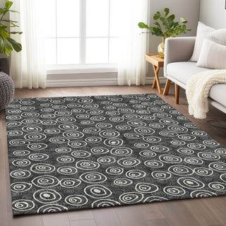 Piper Looms Mayfield Circles AMF728 Black Machine Washable Area Rug Lifestyle Image Feature