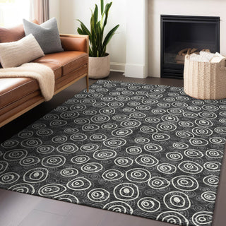 Piper Looms Mayfield Circles AMF728 Black Machine Washable Area Rug Lifestyle Image Feature