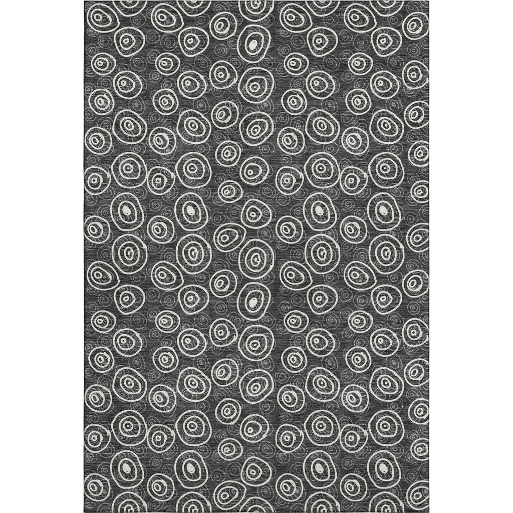 Piper Looms Mayfield Circles AMF728 Black Machine Washable Area Rug main image
