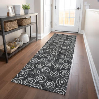 Piper Looms Mayfield Circles AMF728 Black Machine Washable Area Rug Runner Lifestyle Image Feature
