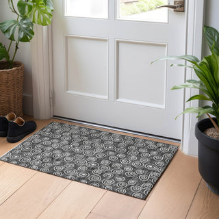 Piper Looms Mayfield Circles AMF728 Black Machine Washable Area Rug Scatter Lifestyle Image Feature
