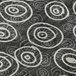 Piper Looms Mayfield Circles AMF728 Black Machine Washable Area Rug Swatch Image
