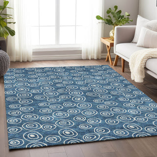Piper Looms Mayfield Circles AMF728 Blue Machine Washable Area Rug Lifestyle Image Feature