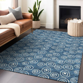 Piper Looms Mayfield Circles AMF728 Blue Machine Washable Area Rug Lifestyle Image Feature