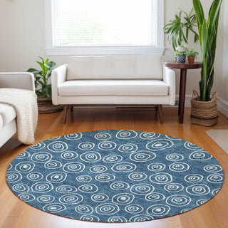 Piper Looms Mayfield Circles AMF728 Blue Machine Washable Area Rug Round Lifestyle Image Feature