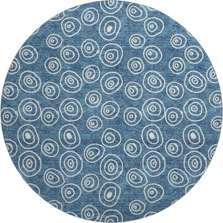 Piper Looms Mayfield Circles AMF728 Blue Machine Washable Area Rug Round Main Image